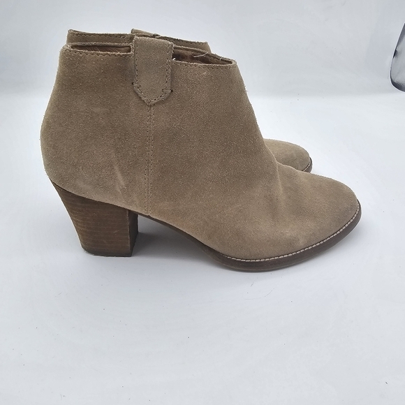Madewell Sz 6 1/2 Billie Bootie Otter Beige E0192 Tan Zip Up Suede - Picture 4 of 13